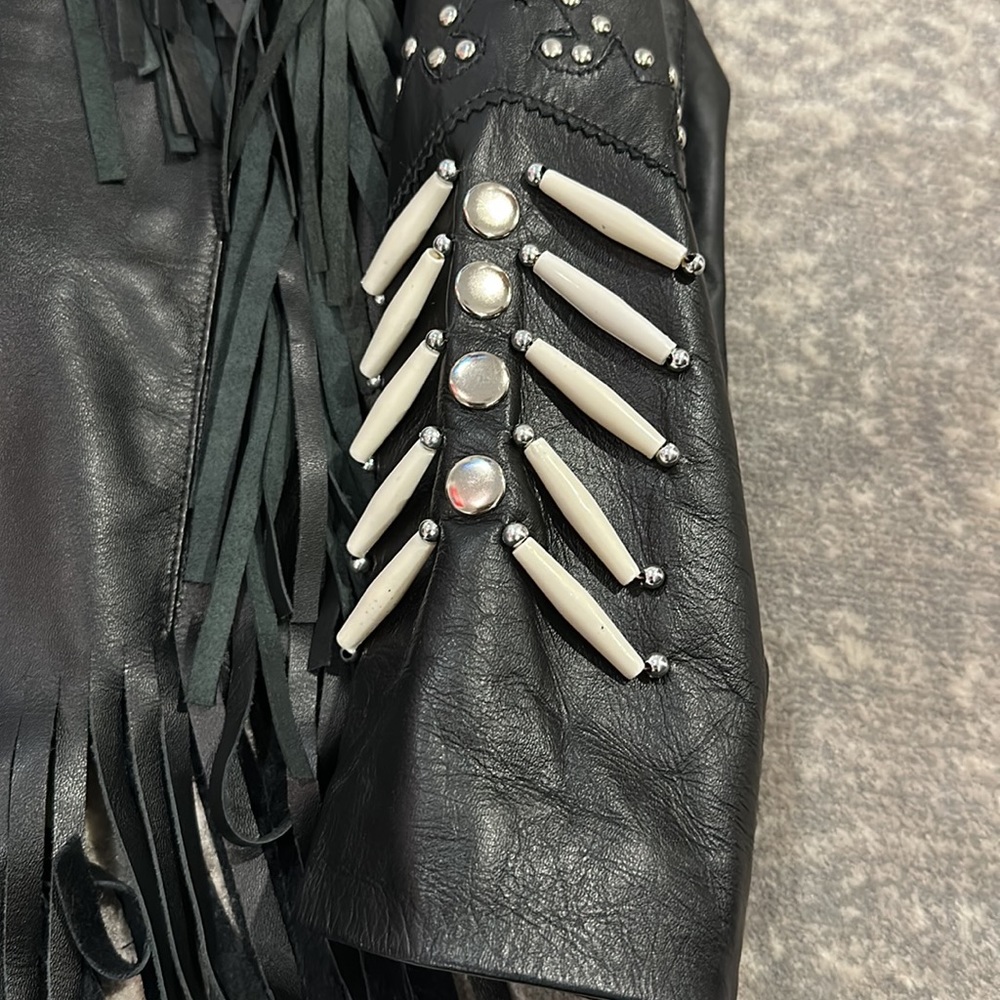 VIPZI REAL LEATHER FRINGE JACKET WITH EMBEZZLEMENTS NWT SIZE S - Picture 5 of 13